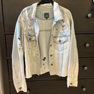 Light Wash Distressed Jean Jacket